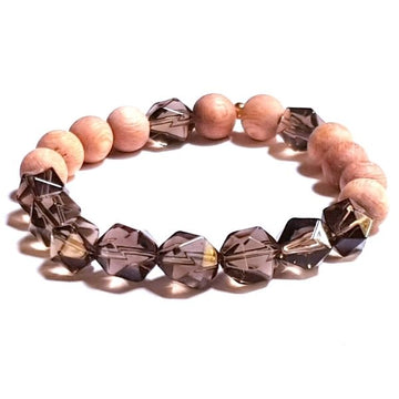 Handmade Centering Bracelet – Rosewood & Smokey Quartz on white table